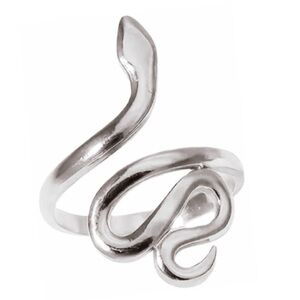 Stainless Steel Snake Wrap Ring Adjustable Serpent Open Band Silver Ring